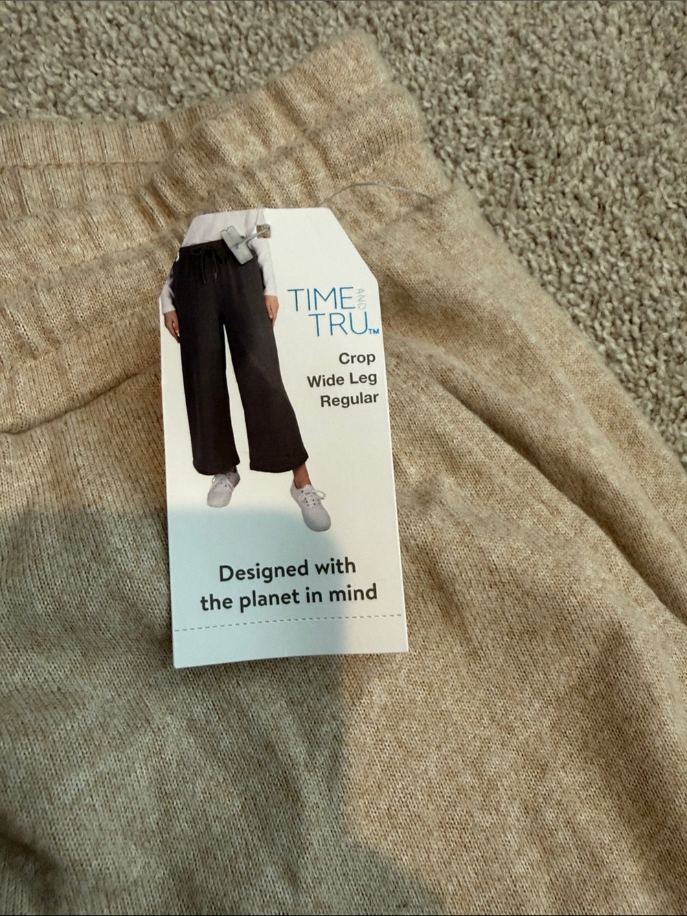 Time and Tru Wide-Leg Drawstring Joggers in Tan - Picture 3 of 8
